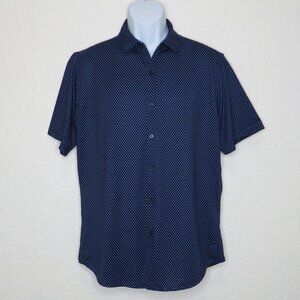 Rugby* Men's Short Sleeve Button Down Curved Hem Textured BOHO Shirt~ Medium